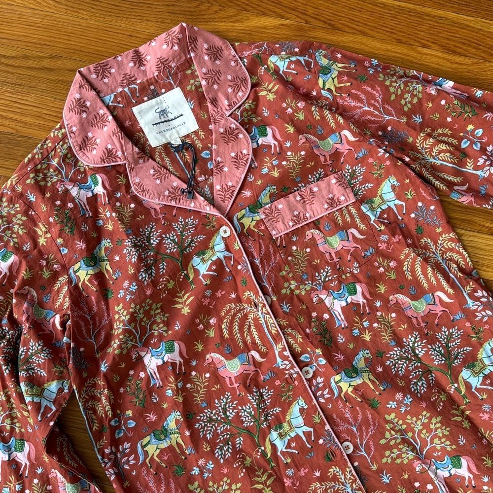 Anthropologie Printfresh Copper Show Pony Pajama Top - Picture 7 of 7